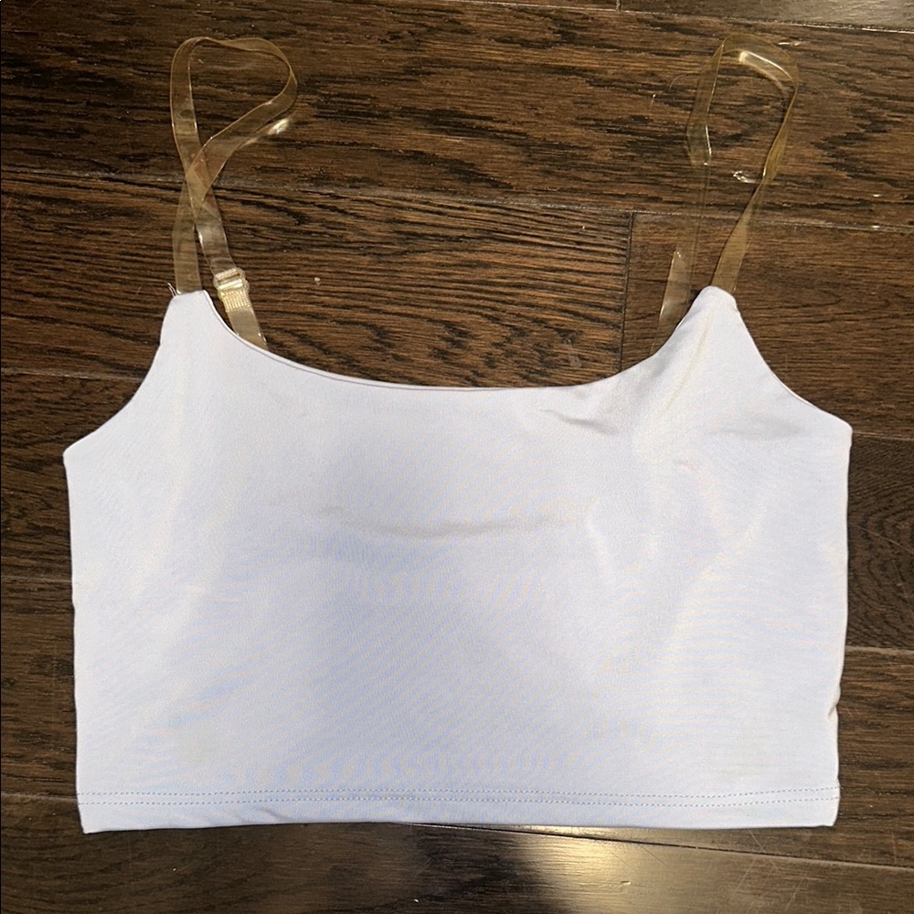 Cinderella blue Women's cropped tank top with Transparent Straps